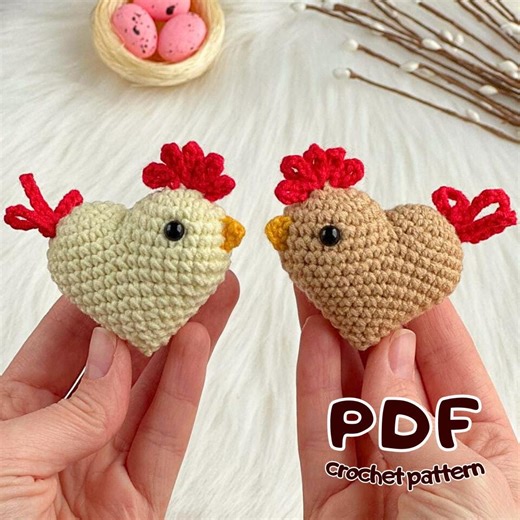 Heart Chicken Crochet Pattern, Easter Amigurumi Pattern PDF, Crochet Animal Heart, Farmhouse Easter Decor, Hen Pattern - Etsy Australia