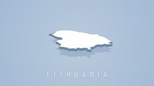 Rotating 3d map of lithuania on solid background