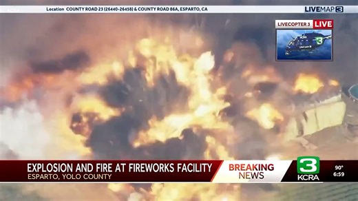 Moment fireworks factory catches fire and EXPLODES in California