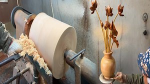 Nature-Inspired Craft: Coconut Wood Vase Creation