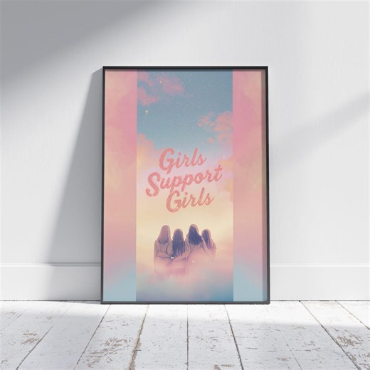 Girls Support Girls Art Print, Pastel Sky, Friend Gift (digital Download - Etsy