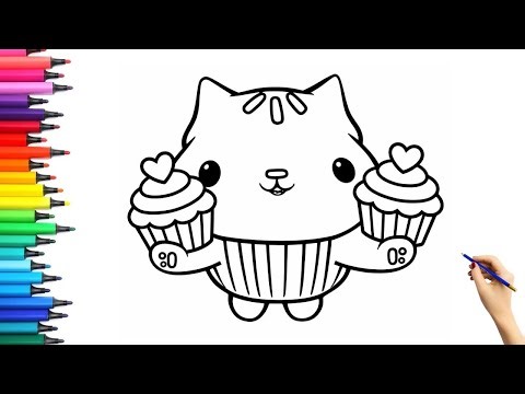 Gabby's Dollhouse Cakey Holding Cupcake Drawing, Painting & Colouring for Toddlers_Child