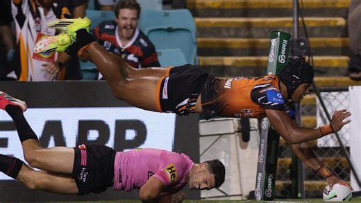 Cleary’s horror moment as Tigers rookie scores freak try