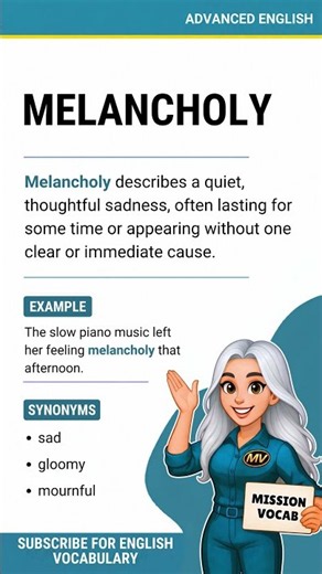 Melancholy Meaning | Definition, Example & Synonyms #learnenglish #englishvocabulary