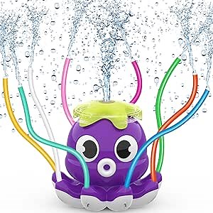 Outdoor Water Spray Sprinkler for Kids and Toddlers, Summer Outside Toys Backyard Games with 8 Wiggle Tubes, Attaches to Garden Hose Splashing Fun Toys for 3 4 5 6 7 8 Year Old Boys Girls Gifts