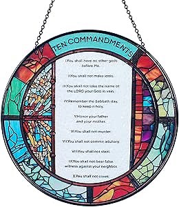 10 Commandments Wall Art Suncatcher - Originally Designed Ten Commandments Suncatchers for Sun Catchers Indoor Window | Ten Commandments Gifts for Lovers Christian Home Decor Themed Gift