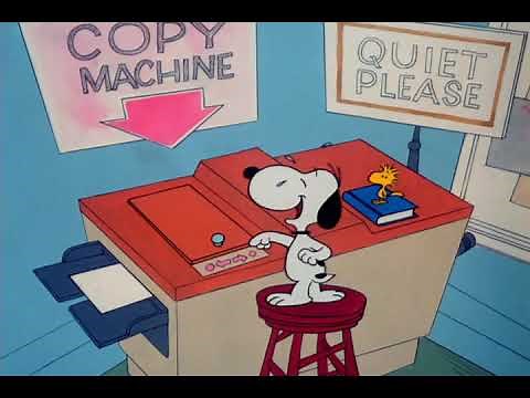 Snoopy Laughs in Library about Obedience Training
