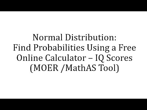Normal Distribution: Find Probability Given IQ scores Using a Free Online Calculator (MOER/MathAS)