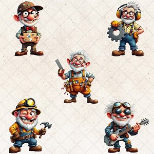Quirky Grandpa Clipart Bundle: Funny Old Man PNG Graphics (commercial Use, Digital Download) - Etsy