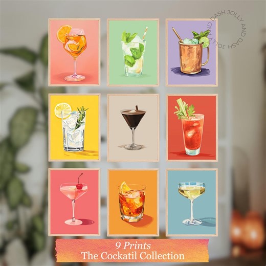 Retro Cocktail Prints: Bar Cart Wall Art, Aperol Spritz, Champagne Problems, Espresso Martini, Kitchen Posters (digital Download) - Etsy