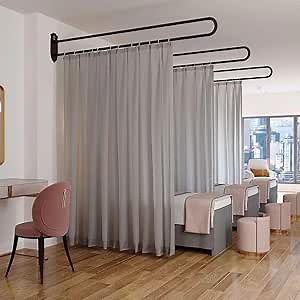 Privacy Partition Curtains Privacy Wall Room Divider with Flat Hook U-Shape Hospital Curtains for Fitting Room Beauty Salon Bedroom Hospital (7.2ft)