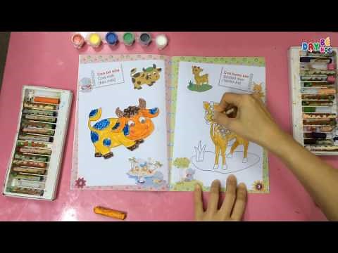 Tô màu cho bé | Dạy bé tập tô màu | Bé tập tô màu bức tranh | Dạy bé học 3