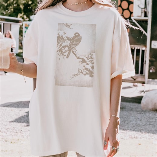 Goshawk on Snow Covered Pine Bough Ohara Koson Bird Art Shirt Tshirt - Etsy UK