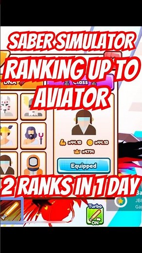 Saber simulator ranking up to aviator ! 2 ranks in 1 day! #sabersimulator #roblox #sabersim