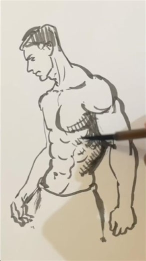 Quick figure drawing; brush & ink #alisketchmaster #linedrawing #inksketch