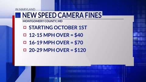 Montgomery County starting new speed camera fines
