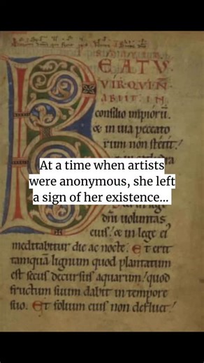 Women from History on Instagram: "Claricia was a German illuminator active in the 13th century. She is particularly renowned for the inclusion of a self-portrait in a South German psalter dating to around 1200, currently preserved at the Walters Art Museum in Baltimore. In this image, Claricia represents herself suspended from the tail of an initial letter Q, an unusual and striking form of self-representation. Her identity is further affirmed by the inscription of her name above her figure. Cla