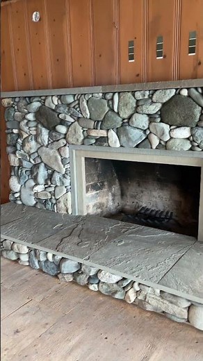 Remodeled River Rock Fireplace
