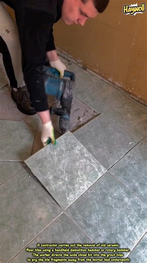 Demolishing Tile Flooring Using an Electric Demolition Hammer