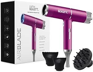 Cortex Beauty Ionic Hair Dryer - Professional Blow Dryer with Diffuser, Negative ion Dryer, High-Speed for Fast Drying, Lightweight, Low Noise,Reducing Frizz, Foldable Handle, Portable (Purple)