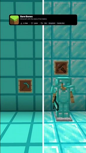 You Must Try This Minecraft Resource Pack: Bare Bones #shorts #resourcepacks #texturepack #gaming