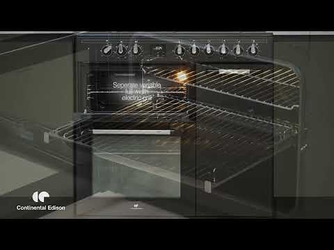 Cuisinière piano gaz 3 fours électriques CONTINENTAL EDISON CECP903FB 5 feux Noir