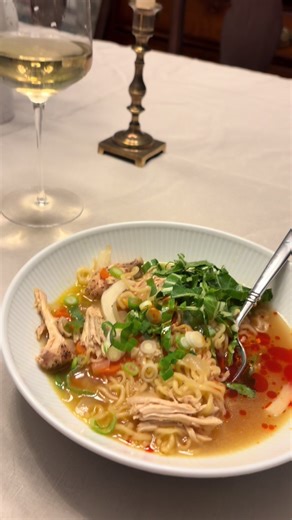 Cooking through Ina Garten’s go to dinners- Chicken ramen noodle soup! Tonight was culinary school with my husband Henry walking me through this delicious dish. #inagarten #inagartenrecipes