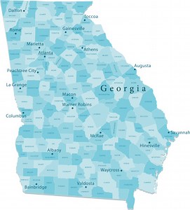 "Detailed vector map of Georgia State with administrative divisions....