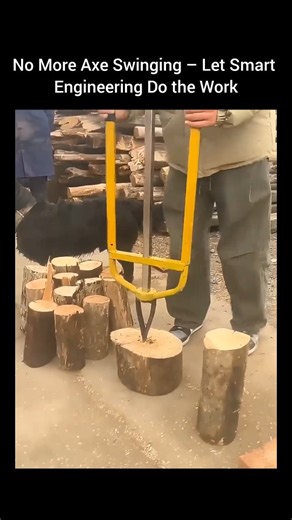World of technology on Instagram: "No More Axe Swinging – Let Smart Engineering Do the Work This video showcases a heavy-duty U-frame inertia log splitter, a practical and efficient solution for splitting thick hardwood without the physical strain of traditional axe work. Designed for rural environments, workshops, and off-grid use, this manual tool transforms human motion into powerful splitting force through smart mechanical design. Unlike conventional straight-bar splitters, the U-frame struc