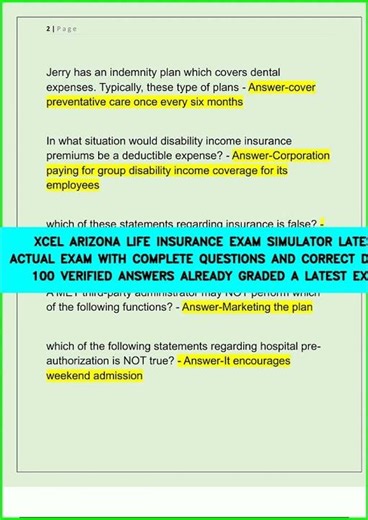 XCEL ARIZONA LIFE INSURANCE EXAM SIMULATOR LATEST 2025 2026 ACTUAL EXAM WITH COMPLETE QUESTIONS AND