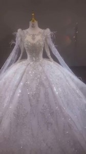 Luxury Beaded Ball Gown Wedding Dress With Sleeves | Crystal Embellished Bridal Gown | 150cm Train | Custom Made Wedding Dress | Ball Gown - Etsy