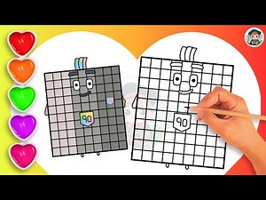 COLORING Numberblock 90 Coloring🌈 - Learn to draw Numberblock 90 Coloring for kids