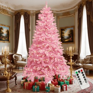 7.5ft Pink Artificial Christmas Tree Decoration - 100ft LED String 240 Bulbs Light with Remote Control and Timmer Xmas Decors