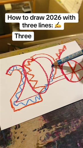 How to draw 2026 with three lines ✍️ | drawing