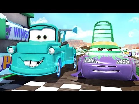 Disney Cars Fast as Lightning: Wingo vs Mater, Luigi, Guido, Sheriff, Miguel, Carla, Shu and DJ