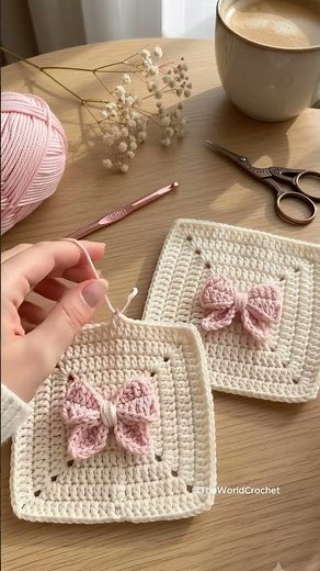 Easy Crochet Bow Granny Square Tutorial 🎀Add a touch of coquette aesthetic to your next project