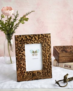 Mango Wood Photo Frame: Tree of Life Carved, Handmade 6x4 Inch Picture, Boho Decor - Etsy