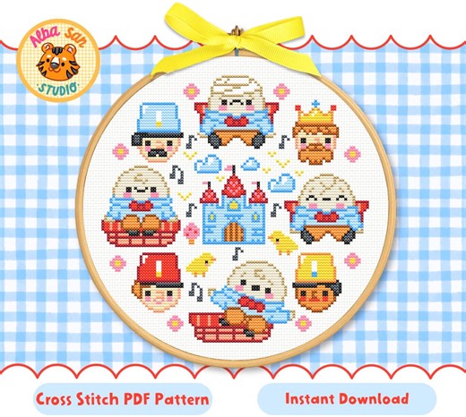 Humpty Dumpty Cross Stitch Pattern PDF • Kawaii Nursery Rhyme Embroidery (PDF Download) - Etsy