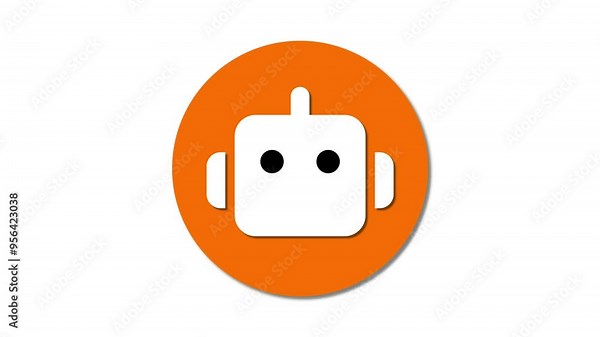 Chat bot robot icon animation with dynamic features, emphasizing tech support and engaging interaction.