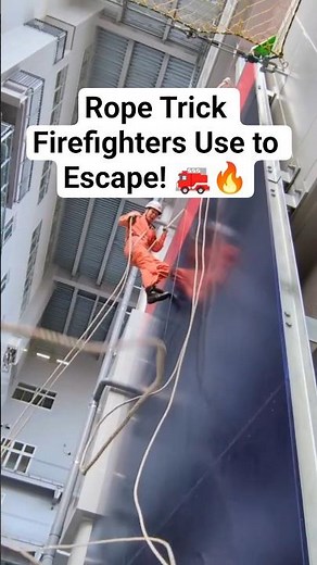 How Firefighters Escape Heights with Just a Rope!#FirefighterTips #RopeTrick #SurvivalSkills