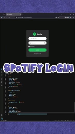SPOTIFY LOGIN FORM TIMELAPSE! 💚🔊 #shorts #HTML #CSS #JS #timelapse #oddlysatisfying #satisfyingvideo