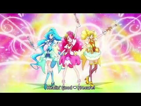 Cure Grace,Cure Fontaine and Cure Sparkle transformation group (Sub English)