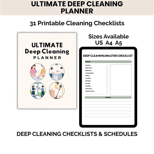 Cleaning Checklist Printable Planner, Deep Cleaning Schedule, Weekly Cleaning Planner, Chore Chart Bundle, House Cleaning Checklist PDF - Etsy