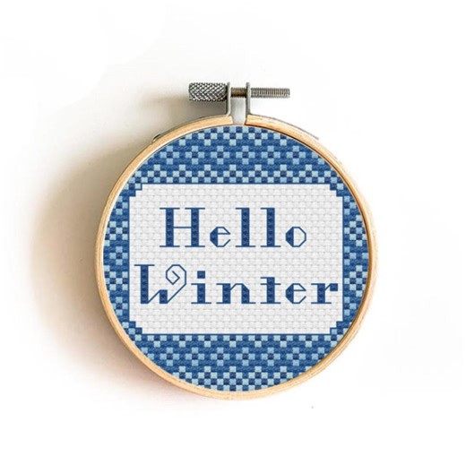 Hello Winter Cross Stitch Pattern | Winter Hoop Stitch | PDF Pattern | Pattern Keeper Compatible - Etsy