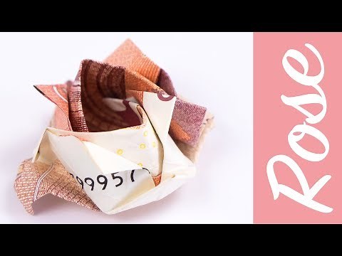 Money folding rose, making a flower from banknotes, DIY instructions