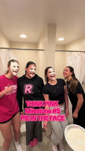 THINK PINK Milestone #5 PIE IN THE FACE! Thank you to everyone who has donated so far! Tune in today at 3pm to watch the reds play the Huskies! #fyp #trend #pink #pie @Canadian Cancer Society