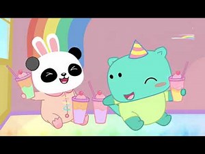 Rainbow Milkshake Party 🌈🥤 | Cute Panda, Bunny, Dino & Cat | Kids Animation