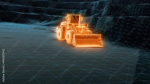 3d scanning of heavy construction machinery Bulldozer Loader. High quality 4k footage