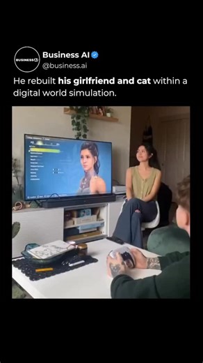 AI • Artificial Intelligence • Tech on Instagram: "He recreated his world… pixel by pixel In this insane digital simulation, he rebuilt his girlfriend and even his cat as fully interactive characters. Every detail—from facial expressions to little quirks—matches real life, all inside a game on his PS5. It’s a bizarre blend of love, tech, and creativity that really makes you question where gaming ends and reality begins. Follow @business.ai for more unbelievable tech stories. #AI #Simulation #Gam