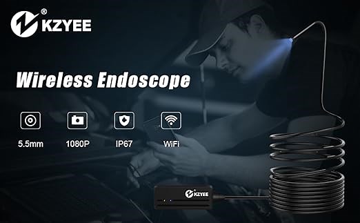 Wireless Endoscope, KZYEE 1080P WiFi Borescope Camera